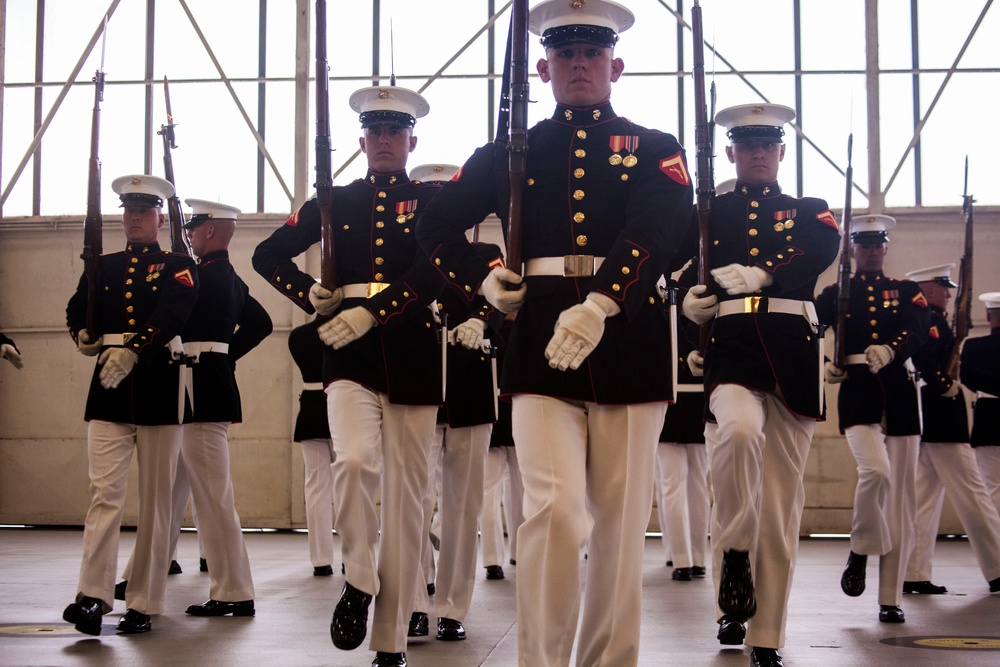 Drum and Bugle Corps and Silent Drill Platoon perform aboard Marine Corps Air Station Beaufort