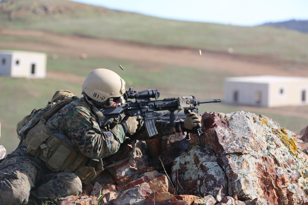 Marines from Company B, 1st Reconnaissance Battalion, conducted a complete combined-arms raid aboard Camp Pendleton Calif., March 6th.