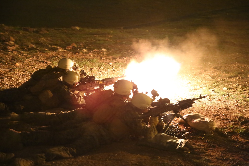 Marines from Company B, 1st Reconnaissance Battalion, conducted a complete combined-arms raid aboard Camp Pendleton Calif., March 6th