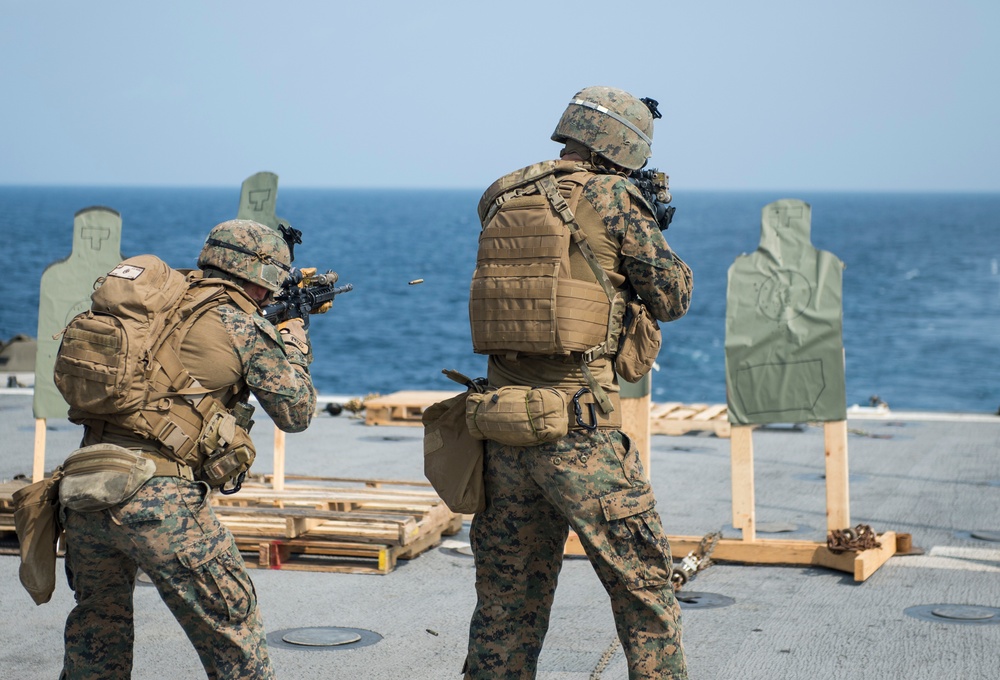 Denver embarked Marines conduct live-fire exercise