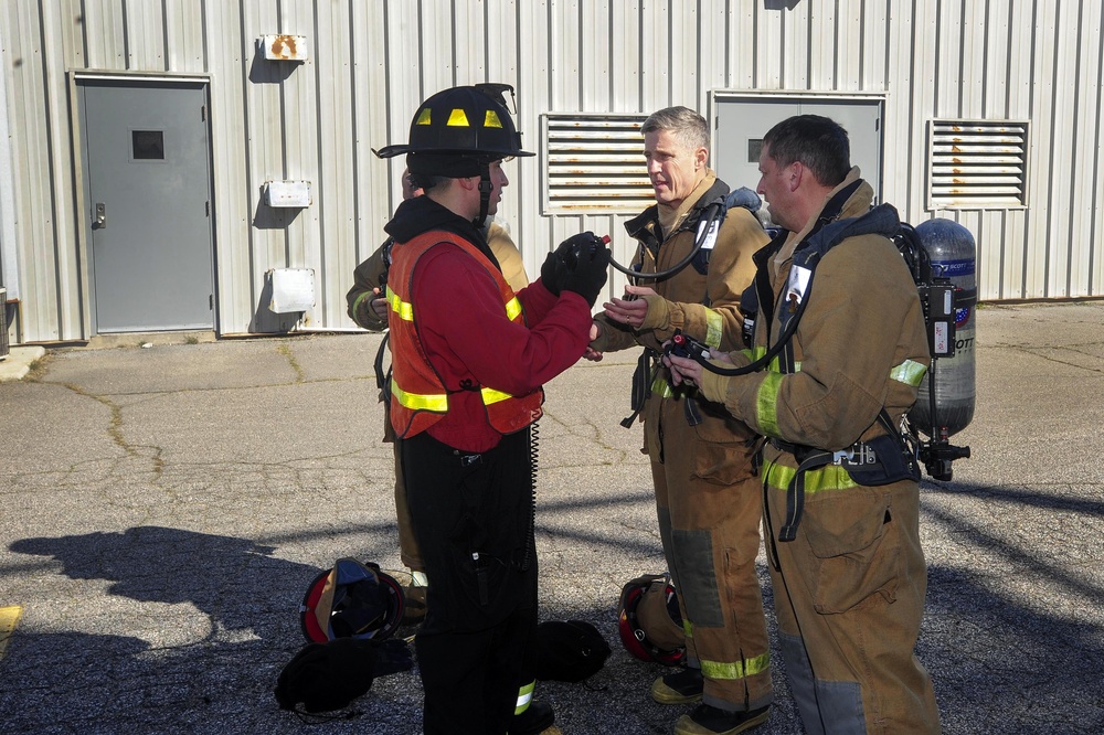 USS Dwight D. Eisenhower commanding officer receives firefighting training