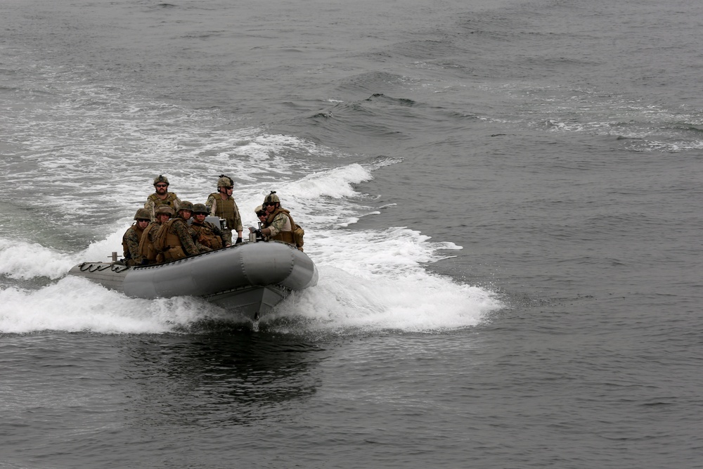 Marines conduct crisis response exercise from USNS Spearhead (JHSV 1)