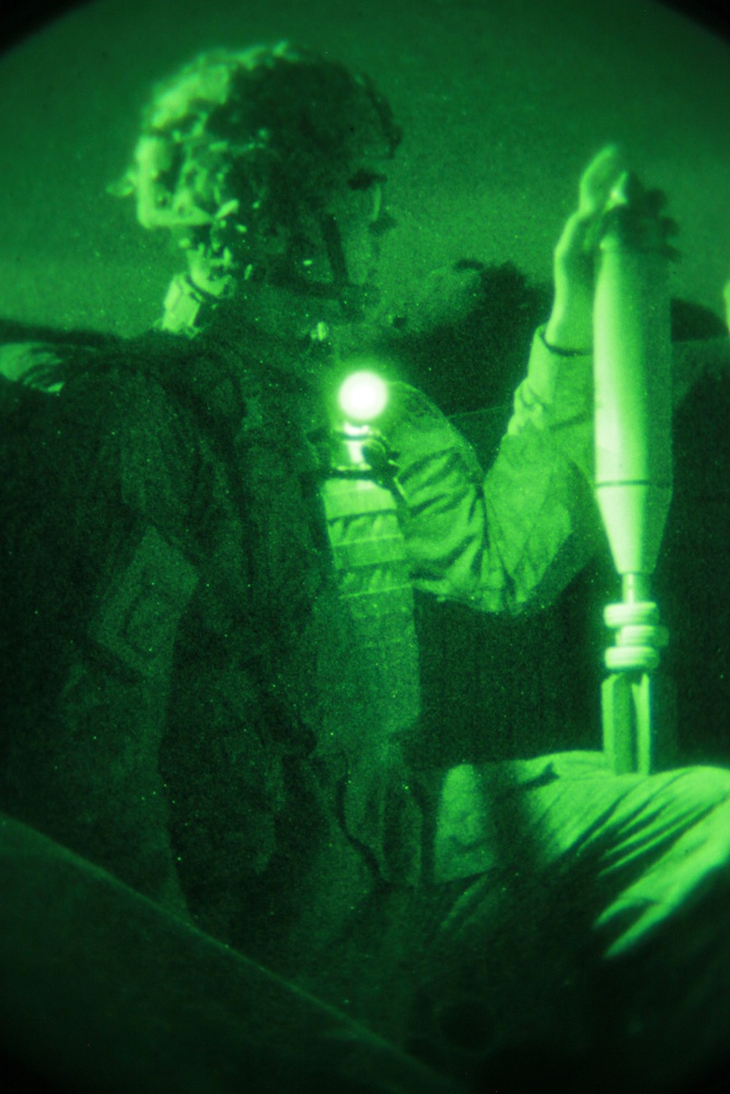 Night live fire mortar exercise