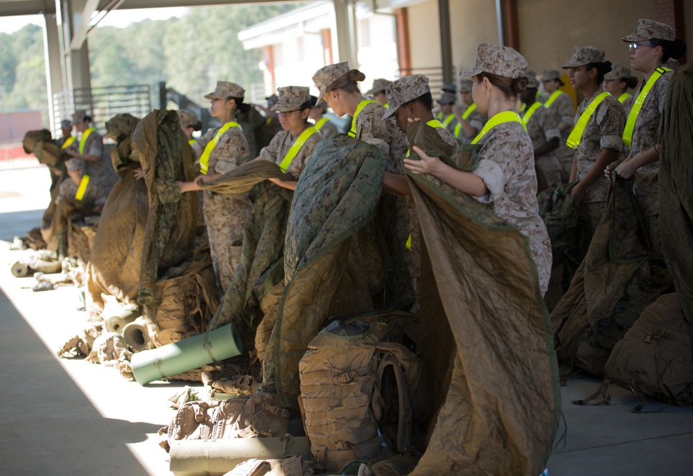 Marine recruits gear up for training on Parris Island