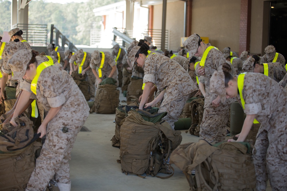 Marine recruits gear up for training on Parris Island