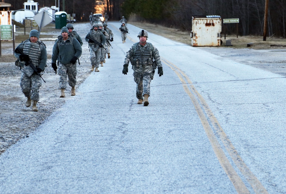 Soldiers ruck march to training exercise