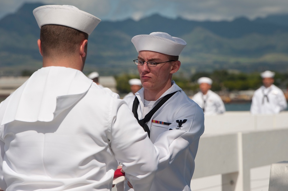 Pearl Harbor Survivor Theodore F. Roosevelt ashes placed aboard USS Utah