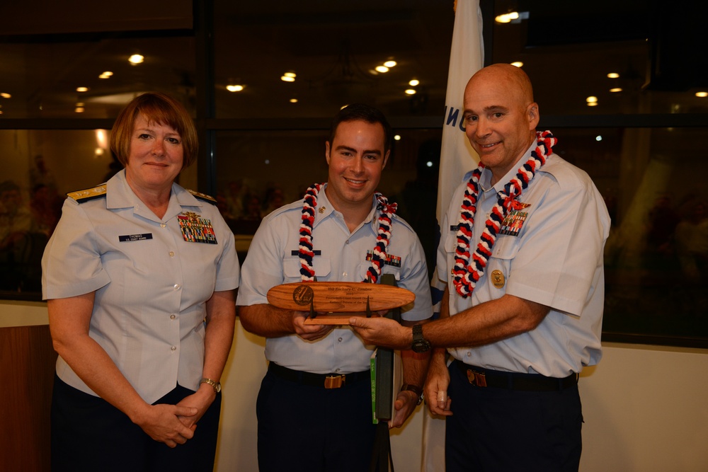Zachary Jambor receives the Enlisted Person of the Year for the 14th Coast Guard District