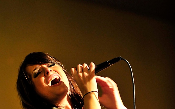 Country artist Brynn Marie performs at Camp Lemonnier during a holiday concert