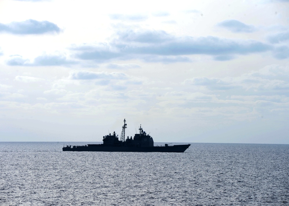 USS Philippine Sea steams through the Mediterranean Sea