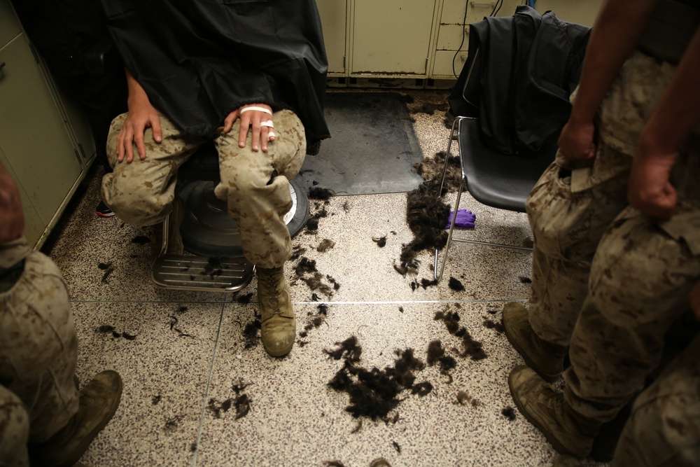 Photo Gallery: Marine recruits get high-and-tight haircuts as Parris Island graduation nears