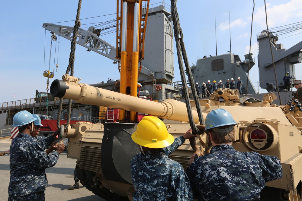 Tanks, cranes and maritime prepositioning force ships