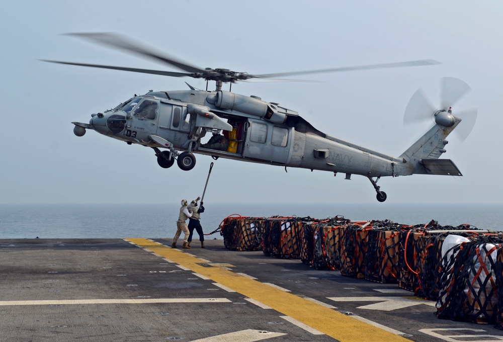 Replenishment aboard USS Bonhomme Richard