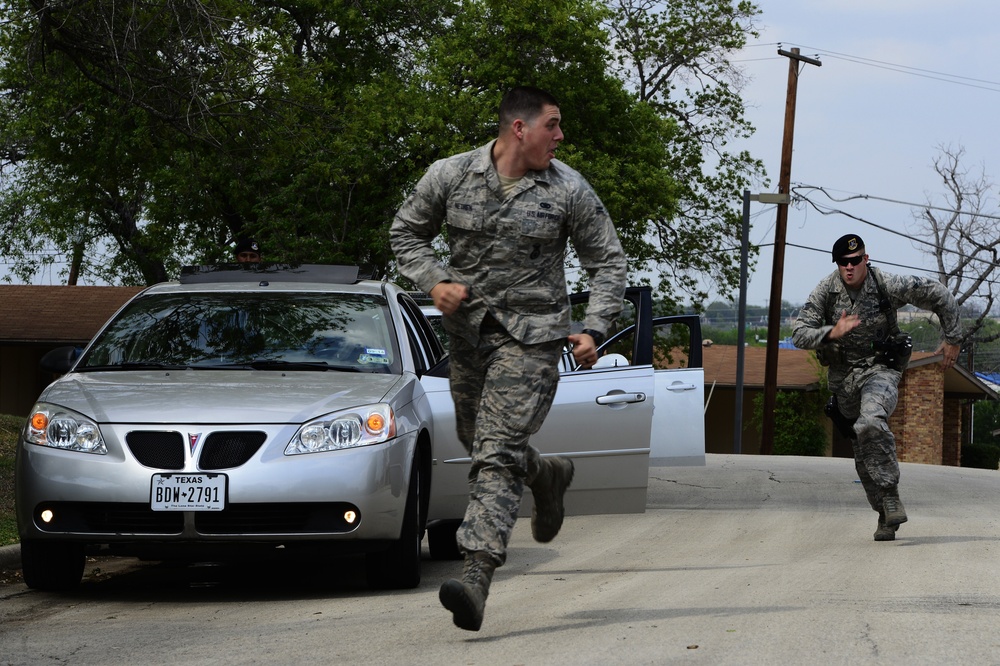 802nd Security Forces Squadron Airmen go on patrol