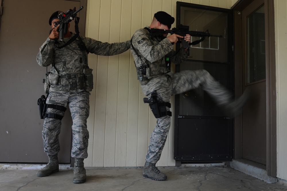 802nd Security Forces Squadron Airmen go on patrol