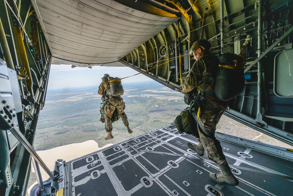 Georgia Army and Air Guard jump together over Sylvania