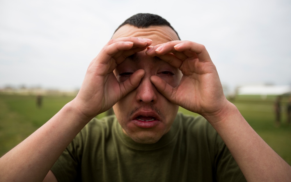 Marines and Soldiers finish Non-Lethal Weapon's Training with OC Spray Tatical Advantage Hold Course