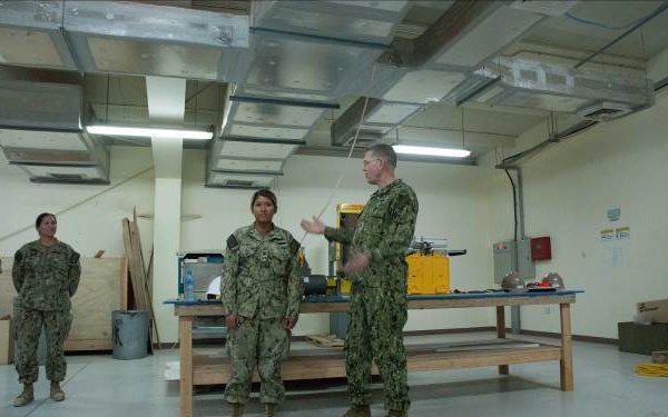 Rear Admiral Douglas Morton visits NMCB 74 in Bahrain
