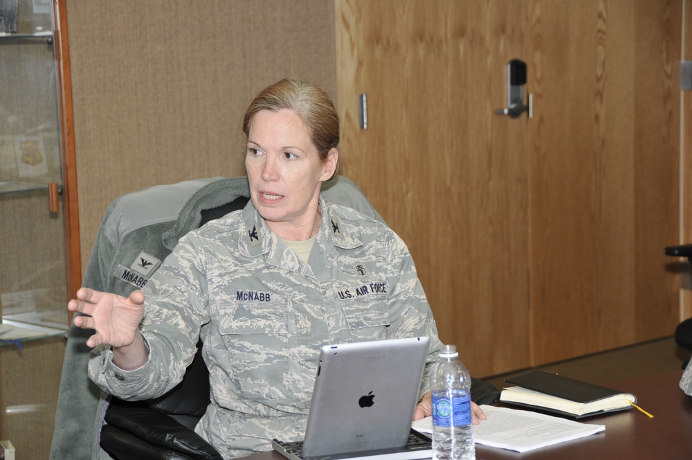 Col. Connie McNabb visits 181st Intelligence Wing