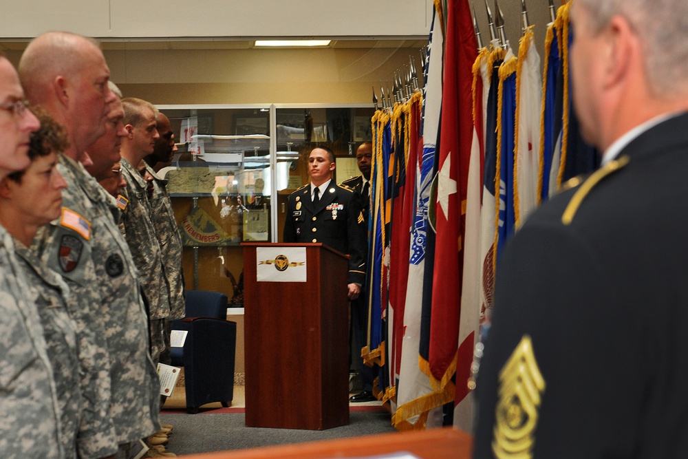 Army Reserve soldiers recite the Soldier’s Creed during 106th Army Reserve birthday