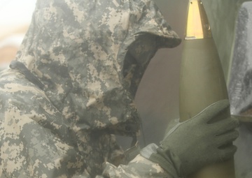New York Army National Guard Artillerymen Fire the Big Guns in Rain and Snow at Fort Drum