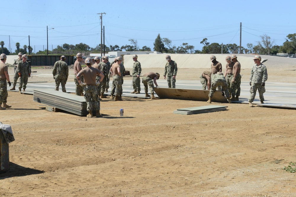 NMCB FOUR executes airfield damage repair drills in preparation for future missions