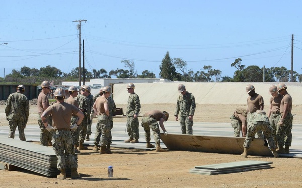 NMCB FOUR executes airfield damage repair drills in preparation for future missions