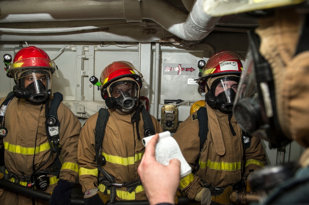 USS Philippine Sea fire drill