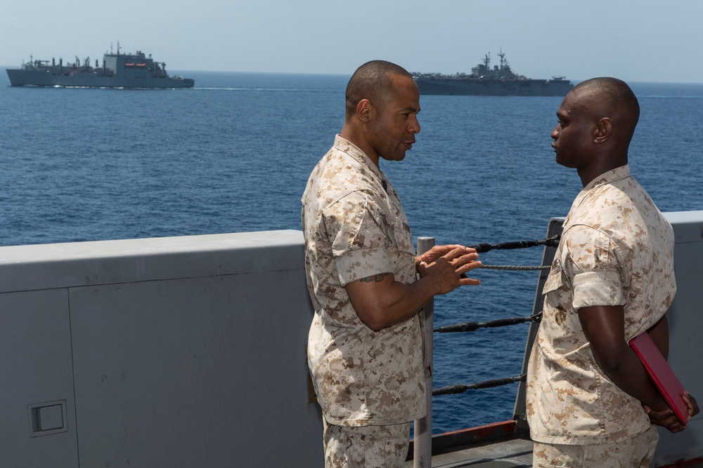 Marine promoted to corporal aboard USS Mesa Verde