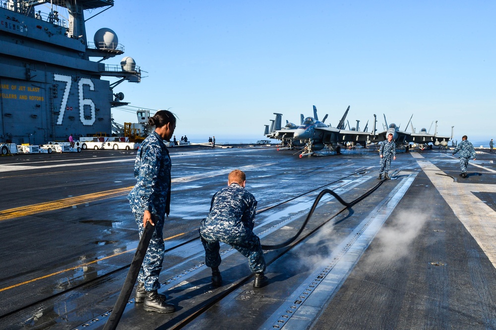 USS Ronald Reagan flight deck action