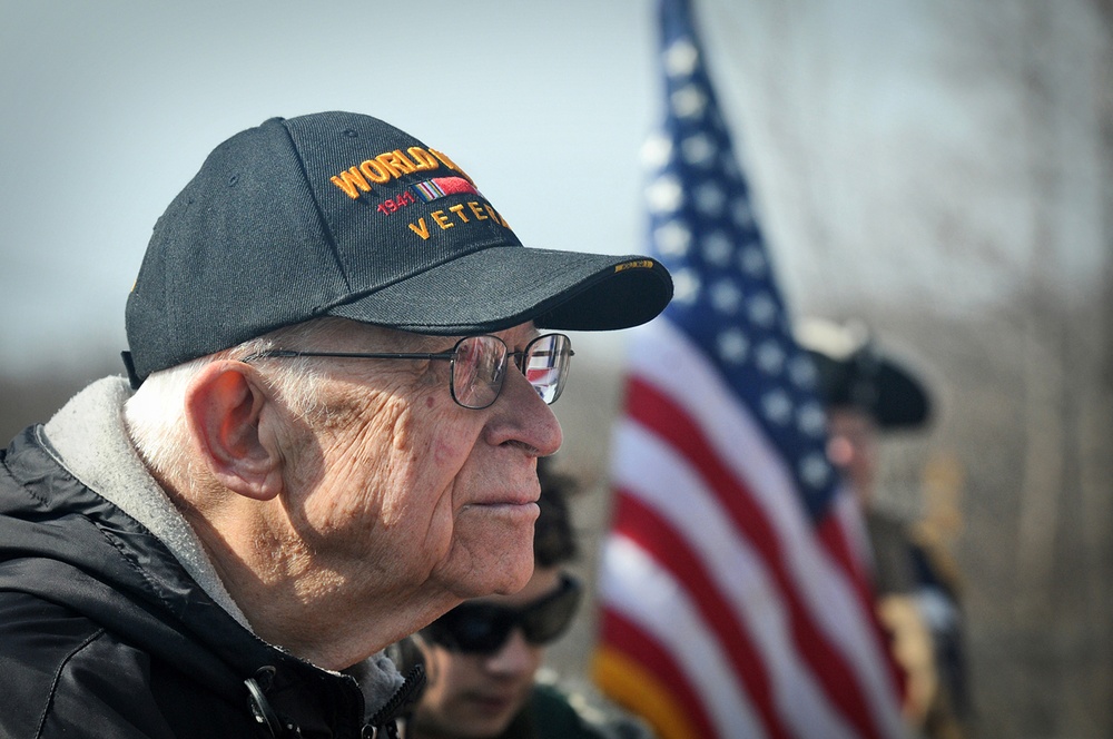 WWII Veteran looks on during American Revolutionary War cemetery dedication