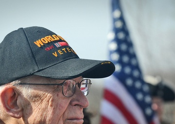 WWII Veteran looks on during American Revolutionary War cemetery dedication