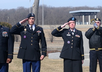 Army Reserve soldiers salute during Revolutionary War cemetery marker ceremony