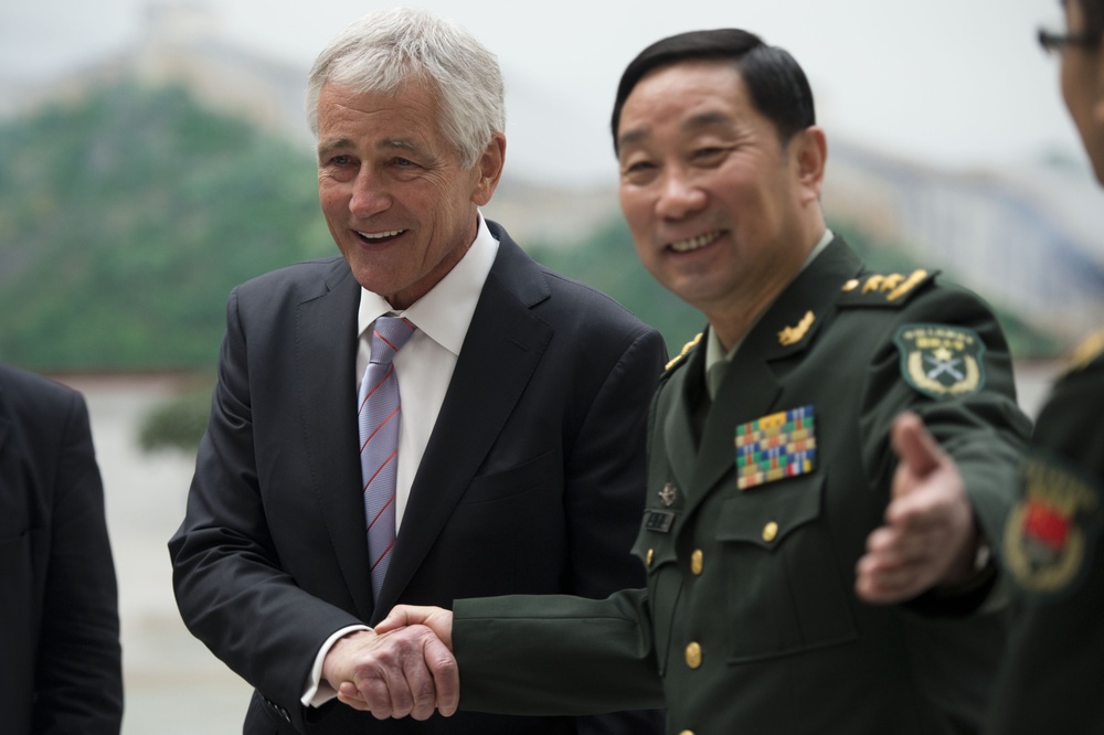 Secretary of Defense Chuck Hagel visits Chinese National Defense University
