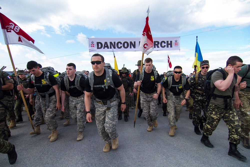 Multinational Soldiers participate in DANCON March