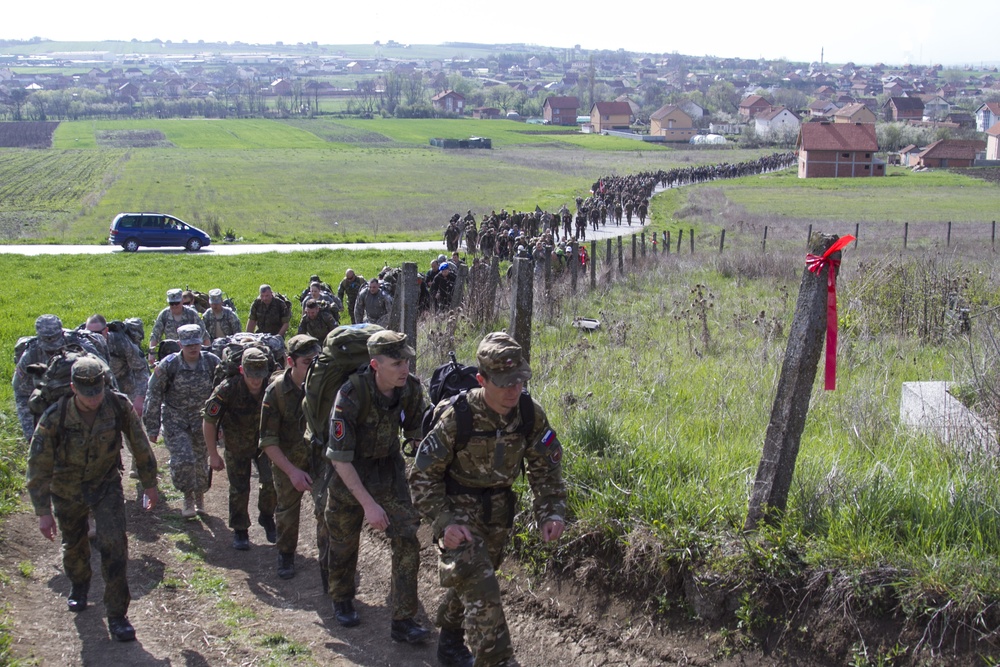 Multinational Soldiers participate in DANCON March