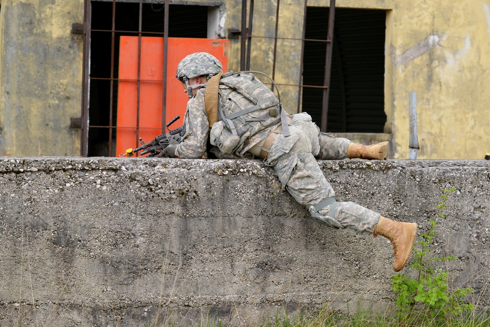Company C, 2nd Battalion, 503rd Infantry Regiment, 173rd Infantry Regiment Combat Team (Airborne), conduct infantry training near Osoppo, Italy