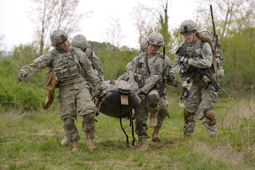 Company C, 2nd Battalion, 503rd Infantry Regiment, 173rd Infantry Regiment Combat Team (Airborne), conduct infantry training near Osoppo, Italy