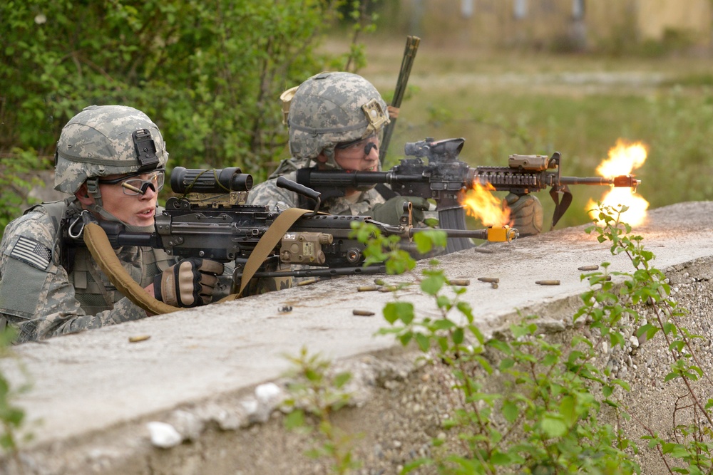 Company C, 2nd Battalion, 503rd Infantry Regiment, 173rd Infantry Regiment Combat Team (Airborne), conduct infantry training near Osoppo, Italy