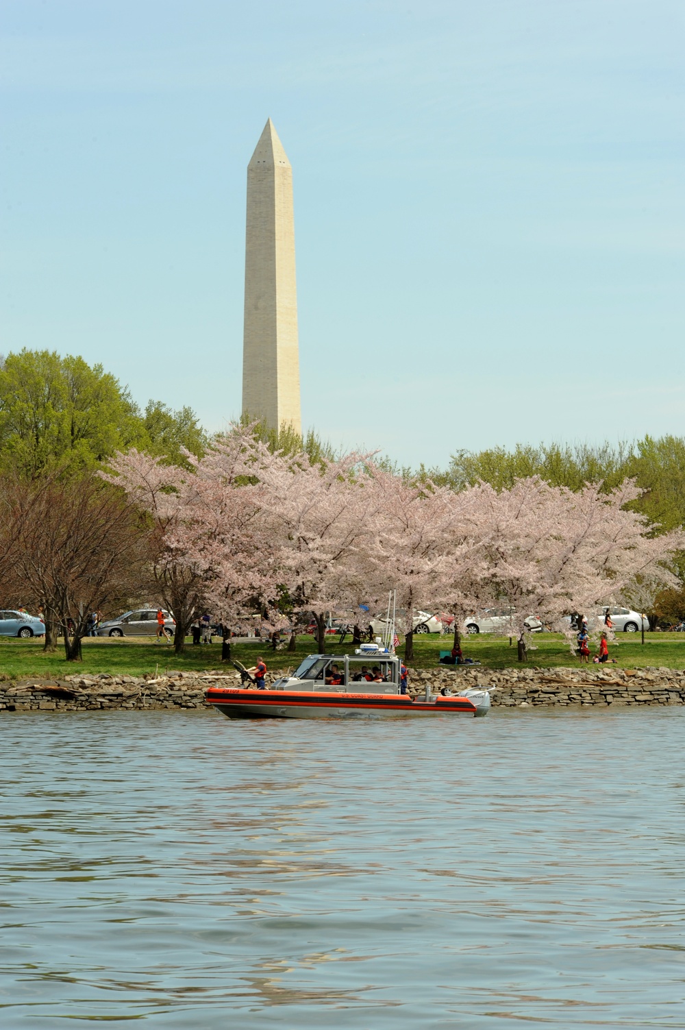 Crewmembers from Coast Guard Station Washington patrol the rivers around the US Capitol