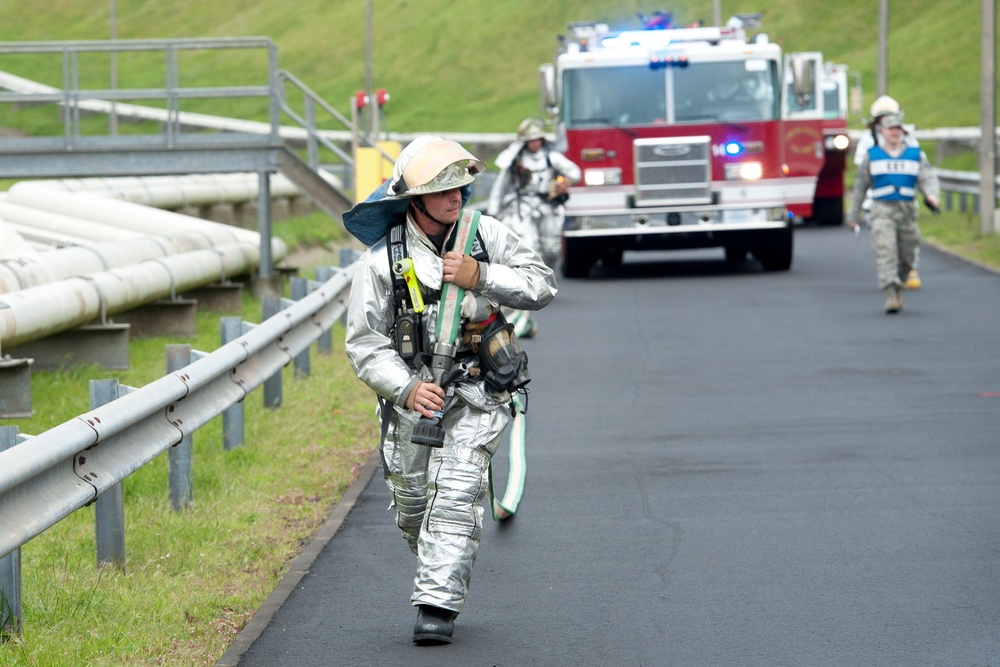Lajes Field first responders contain mock fuel spill