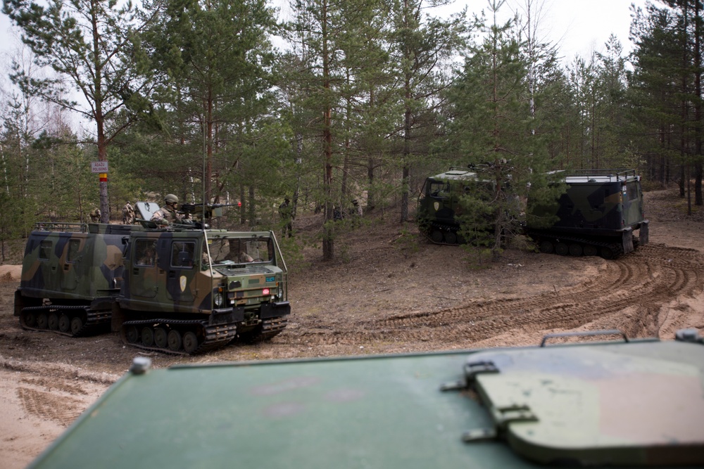 Black Sea Rotational Force 14 Conducts an Integrated Platoon Attack with Latvian Land Forces During Summer Shield