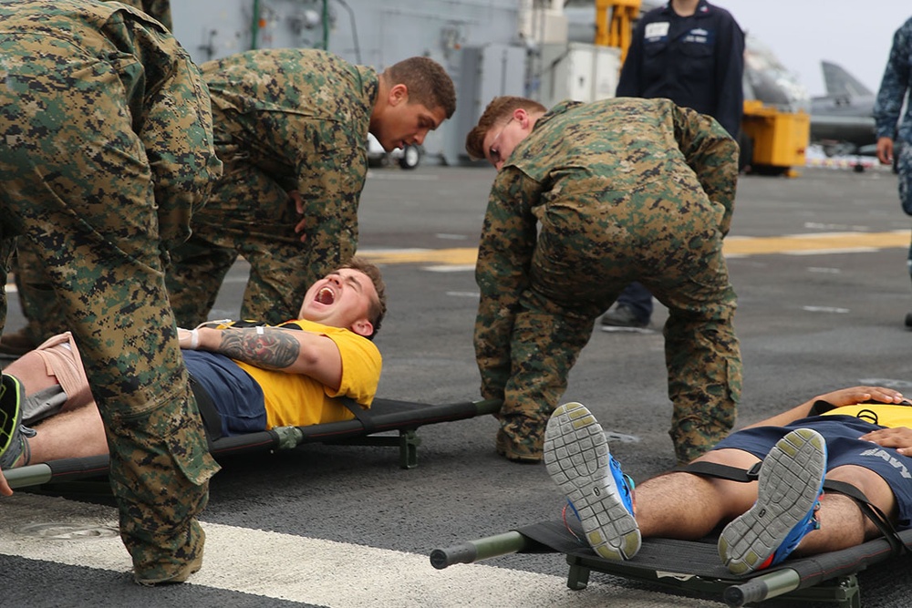 Marines and sailors manage chaos during mass casualty drill