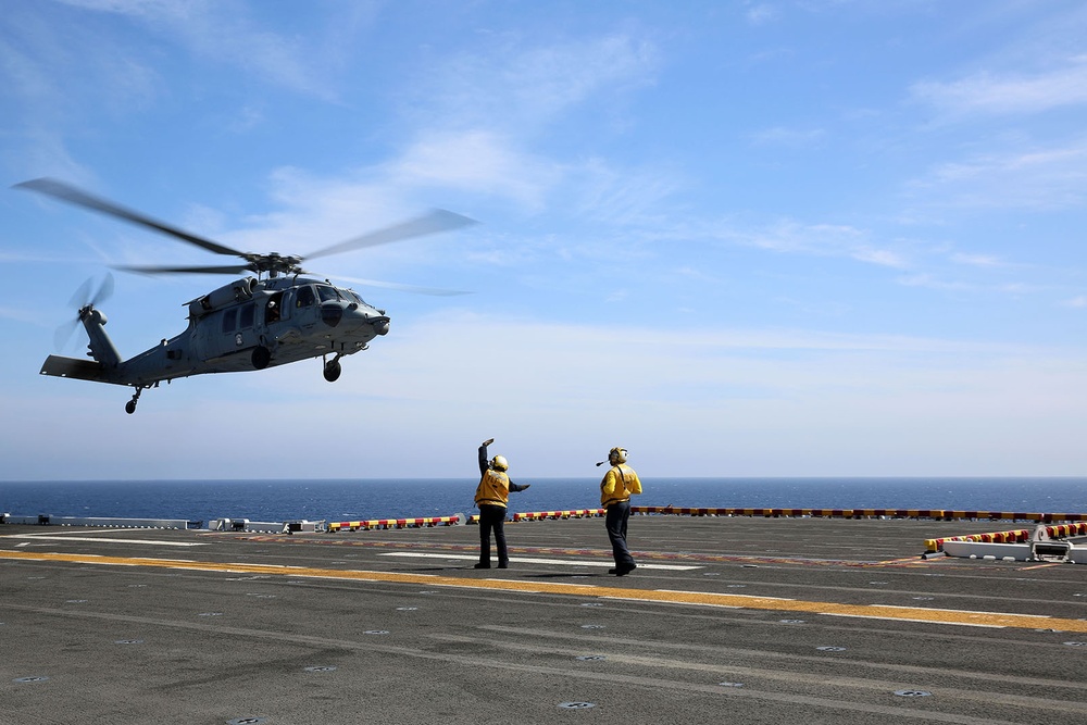 Sea Hawk soars over USS Makin Island