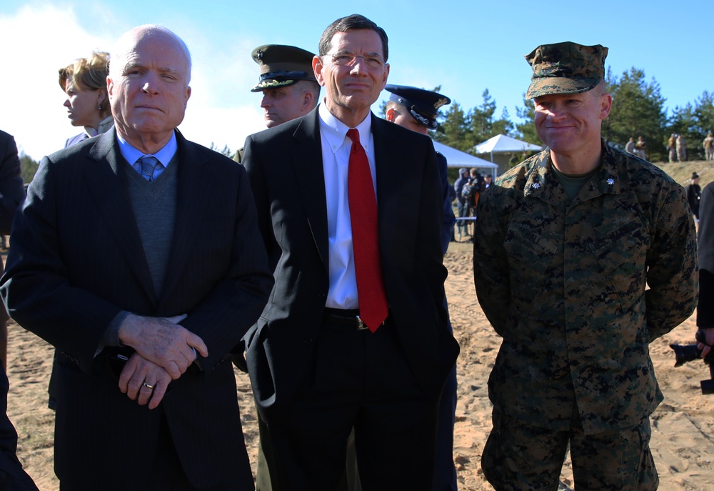 U.S. Senators meet with U.S., Latvian, and Estonian troops during exercise Summer Shield