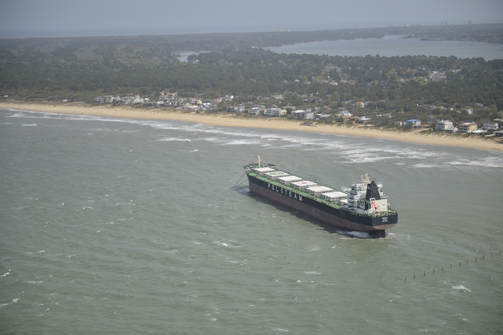 Coast Guard photo of bulk carrier aground in Virginia Beach, Va