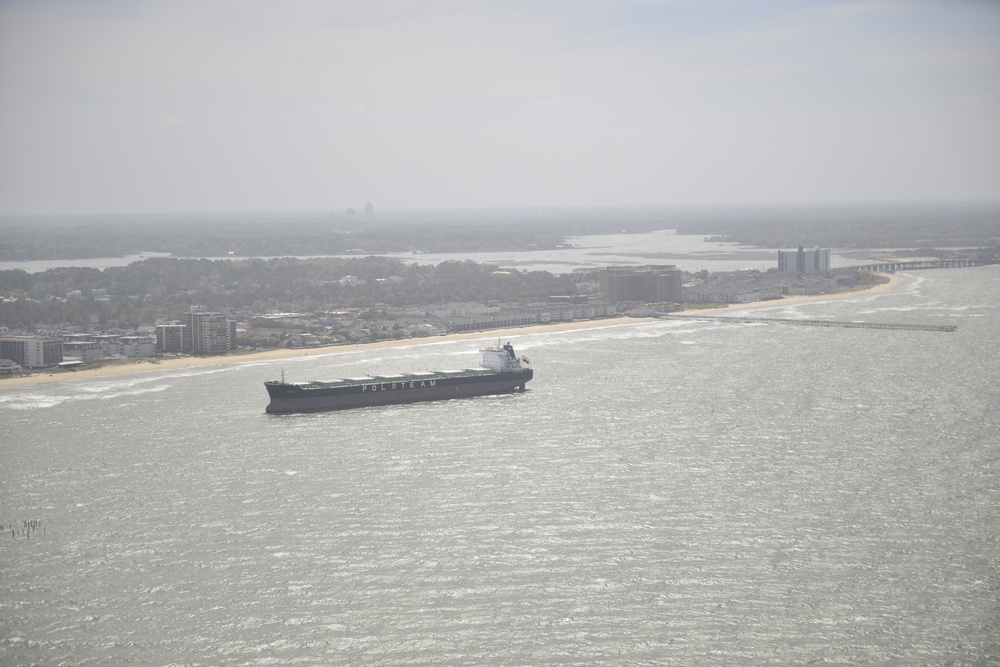 Coast Guard photo of bulk carrier aground in Virginia Beach, Va