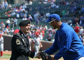 Army Reserve soldier is honored at Chicago Cubs home game