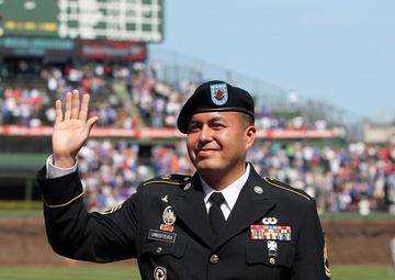Army Reserve soldier is honored at Chicago Cubs home game