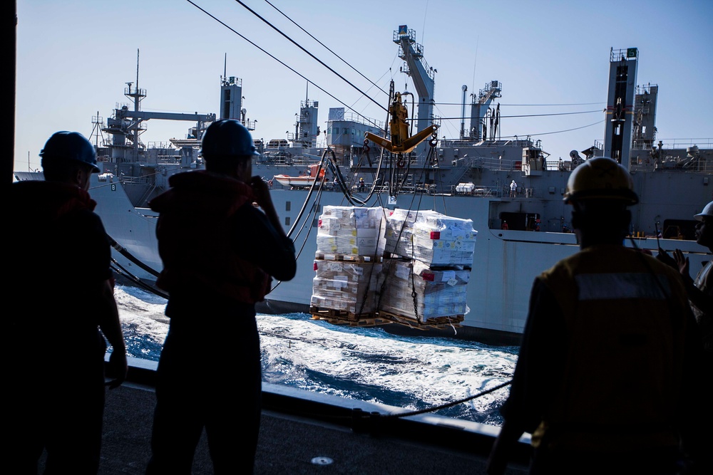 USS Bataan receives fuel, supplies, mail at sea